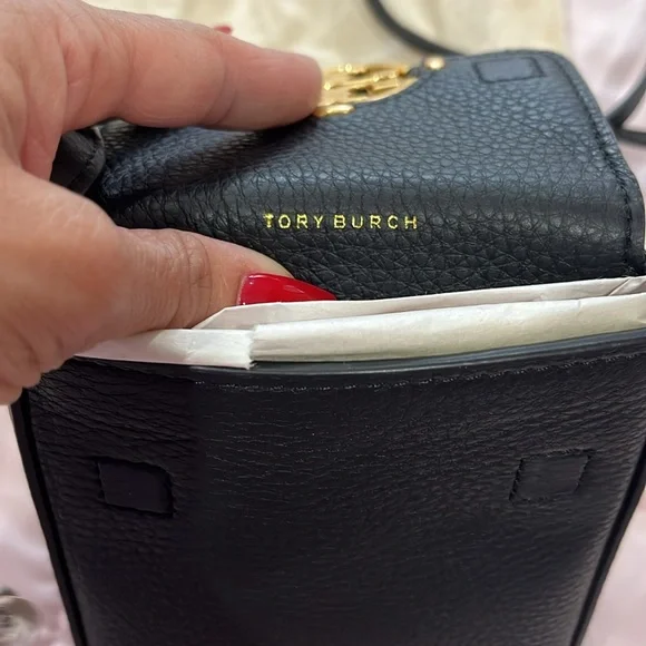Tory Burch Black Leather Crossbody Phone Bag - Picture 4 of 9